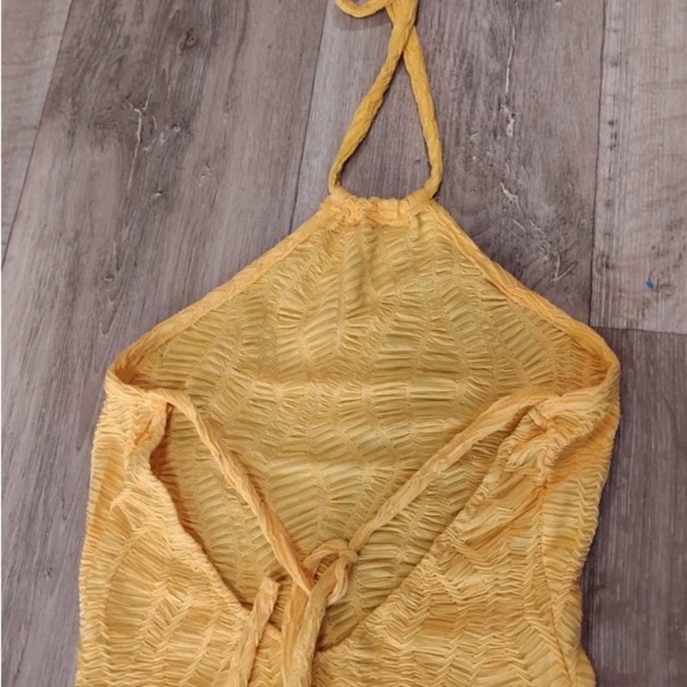 Yellow Halter Summer Dress - Women's Dress - Picture 3 of 3